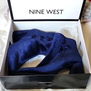 Nine West Blue Velvet Booties 9.5